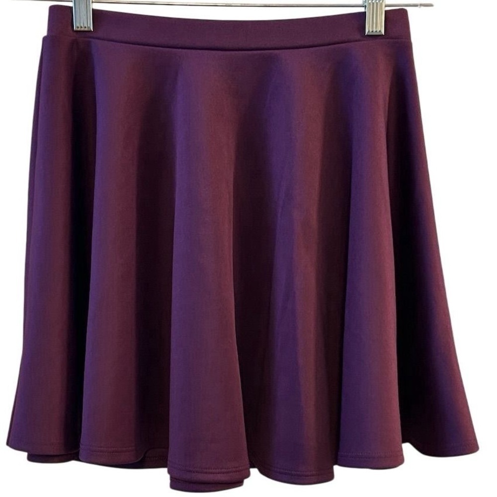 Made by Johnny Women's Purple Skater Skirt L High‎ Waist Ruffle Hem